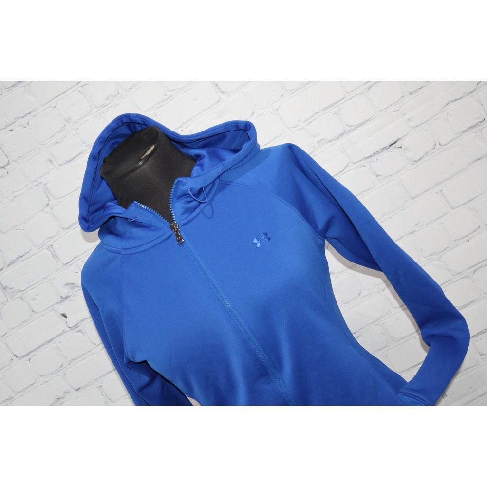 Under Armour Hoodie Womens Medium Blue Full Zip Semi-Fitted Fleece Polyester